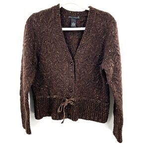 Sarah Spencer lambs wool speckled cardigan sweater hobbitcore cottagecore P XL